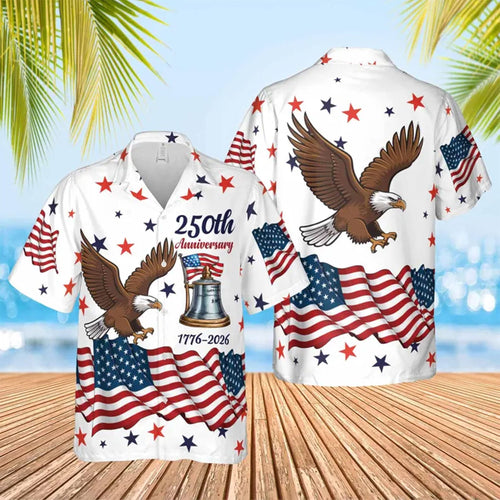 American 250th Anniversary Hawaiian Shirt, 1776–2026 Patriotic Aloha Shirt