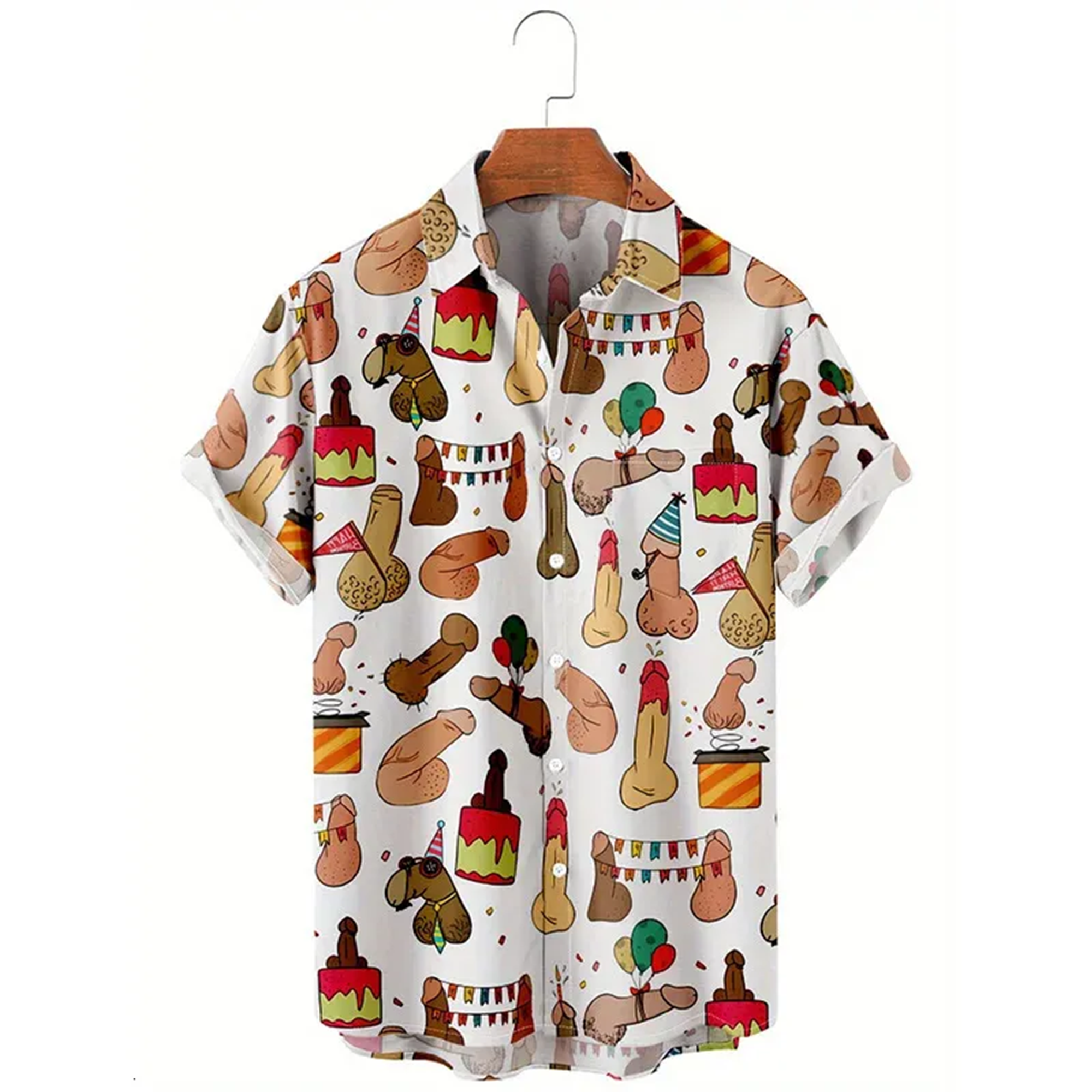 Mens Novelty Hawaiian Shirt, Funny Beach Button Up Aloha Summer Shirt