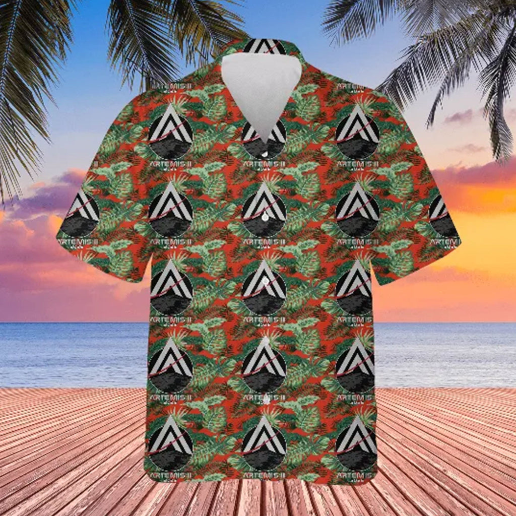 Artemis II Inspired Hawaiian Shirt, Lunar Mission Space Aloha Shirt