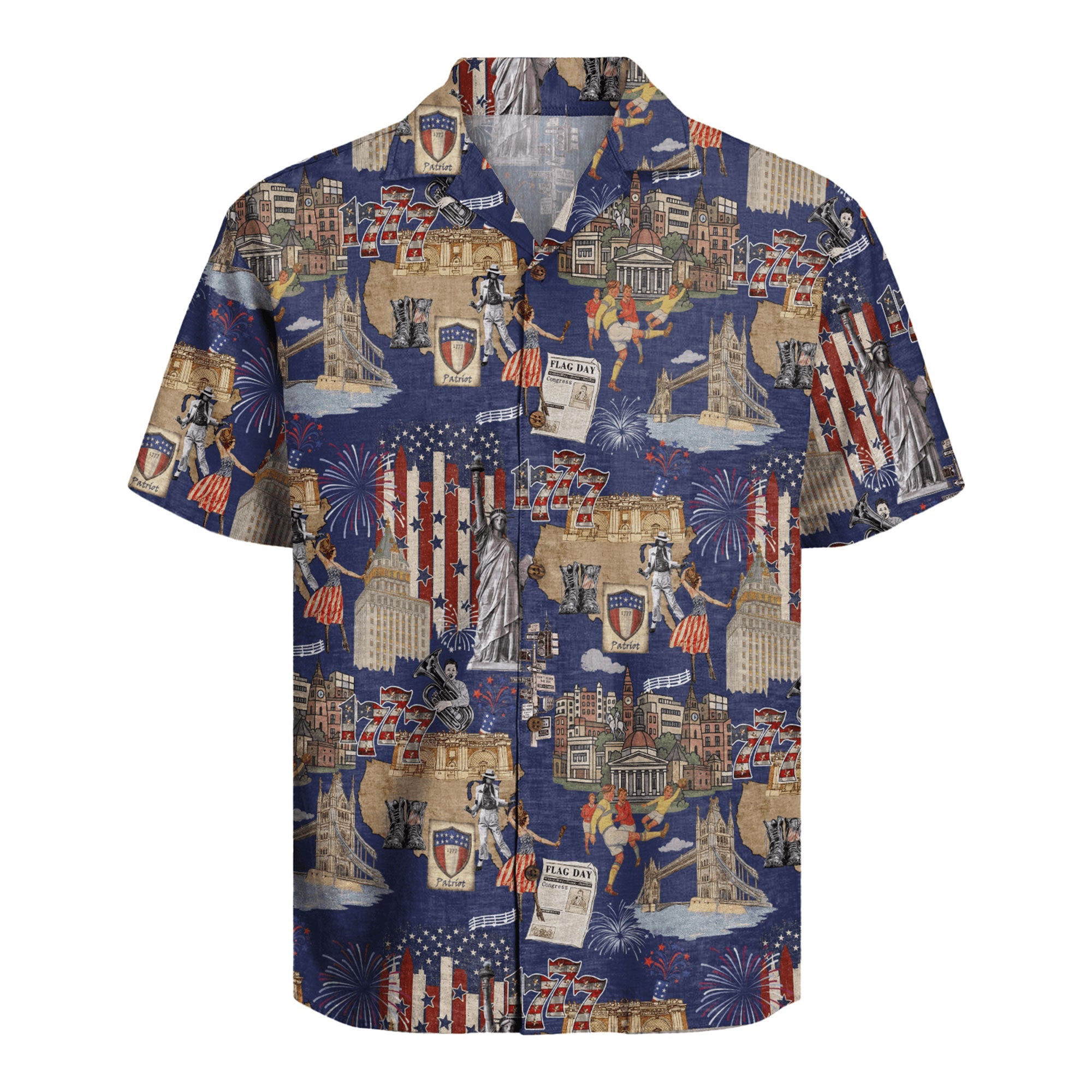 Back to 1777 Hawaiian Shirt, Patriotic USA Celebration Aloha Shirt dichj