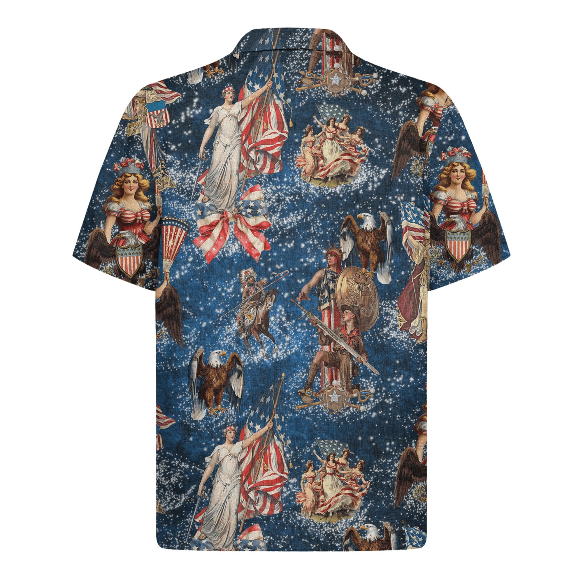 Red White Blue Hawaiian Shirt, Bold Patriotic USA Aloha Beach Shirt