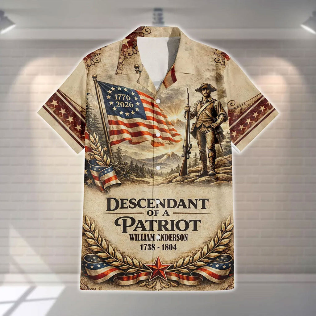 Personalized 250th Anniversary USA Hawaiian Shirt, Custom Patriotic Aloha Shirt
