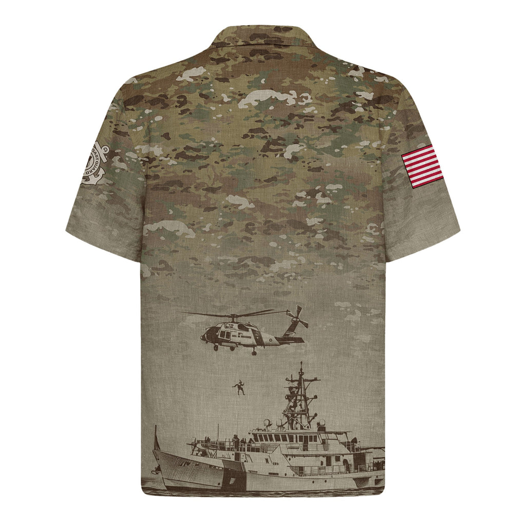 US Coast Guard Hawaiian Shirt, Patriotic Military Aloha Beach Shirt