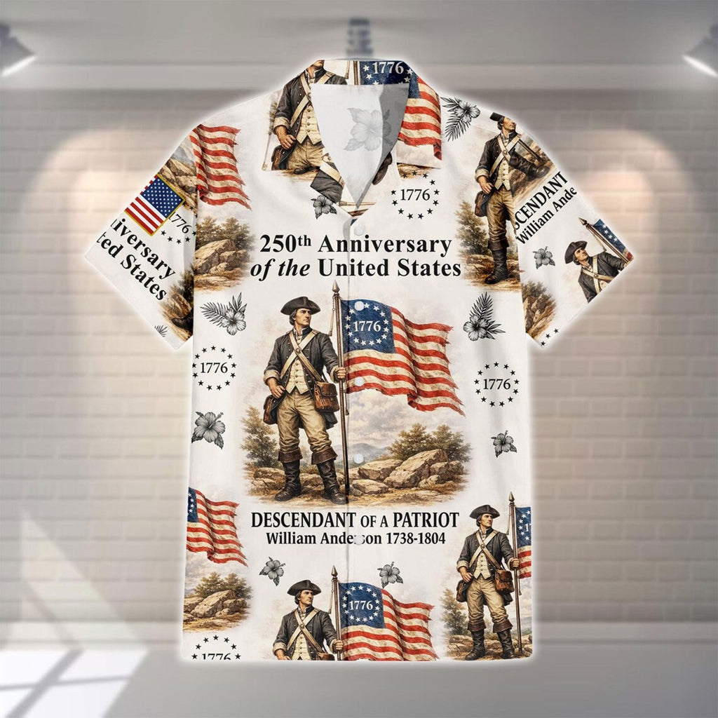 America 250th Anniversary Shirt, Patriotic Independence Day Hawaiian Aloha Shirt