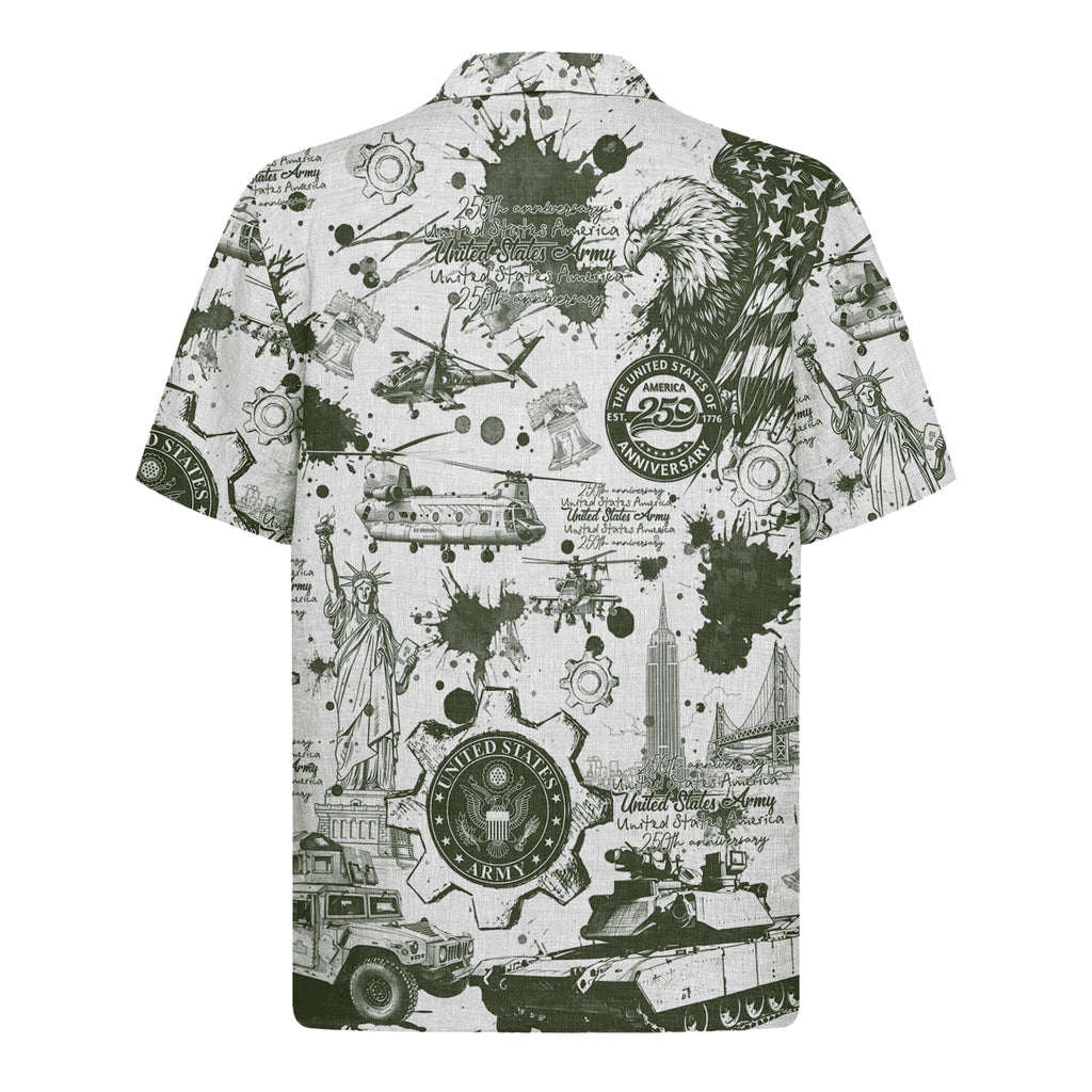 US Army Aloha Shirt, America 250th Anniversary Military Beach Shirt