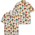 Mens Novelty Mushroom Shirt, Funny Hawaiian Button Down Aloha Shirt