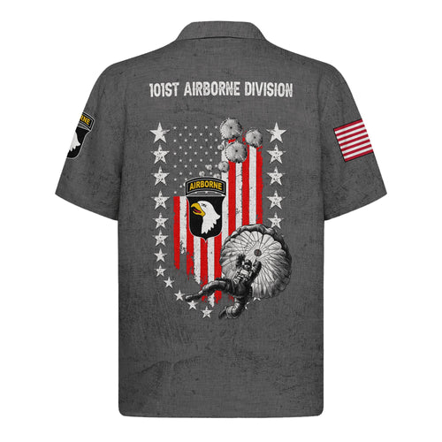 Airborne Hawaiian Shirt, US Army Patriotic Paratrooper Aloha Shirt