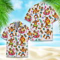 Bigfoot Tiki Hawaiian Shirt,  Flamingo Tropical Funny Aloha Beach Shirt