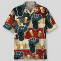 Funny Bigfoot Beer Hawaiian Shirt  American Flag Aloha Button Down Patriotic Outfit That Gets Laughs