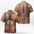 Funny American Flag Hawaiian Shirt  Patriotic Aloha Button Down Summer Outfit That Gets Laughs