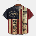 USA 250 Years Hawaiian Shirt American Flag Aloha Button Down Moisture Wicking Casual Shirt