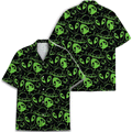 Vintage 80s Alien UFO Hawaiian Shirt  Retro Space Aloha Button Down Tropical Beach Shirt for Men