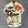 Japanese Style Jesus Hawaiian Shirt  Crane Pine Tree Aloha Button Down Vintage Art Outfit That Stands Out