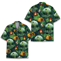 Funny Alien Camping Hawaiian Shirt  UFO Beer Bonfire Aloha Button Down Summer Outfit That Gets Laughs