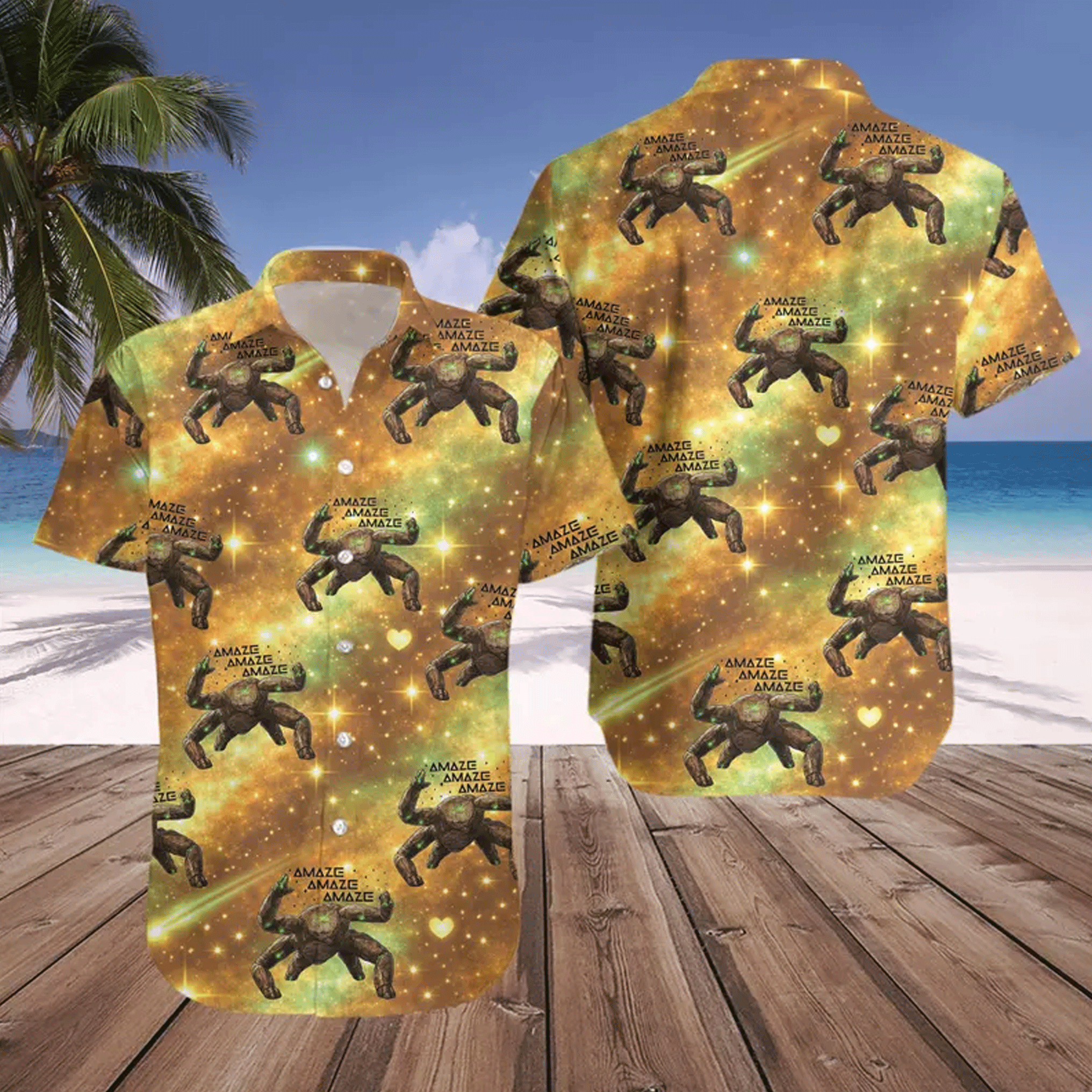 Funny Space Quote AOP Shirt, Galaxy Print Button Up, Nerd Geek Gift, Summer Beach Vacation Shirt