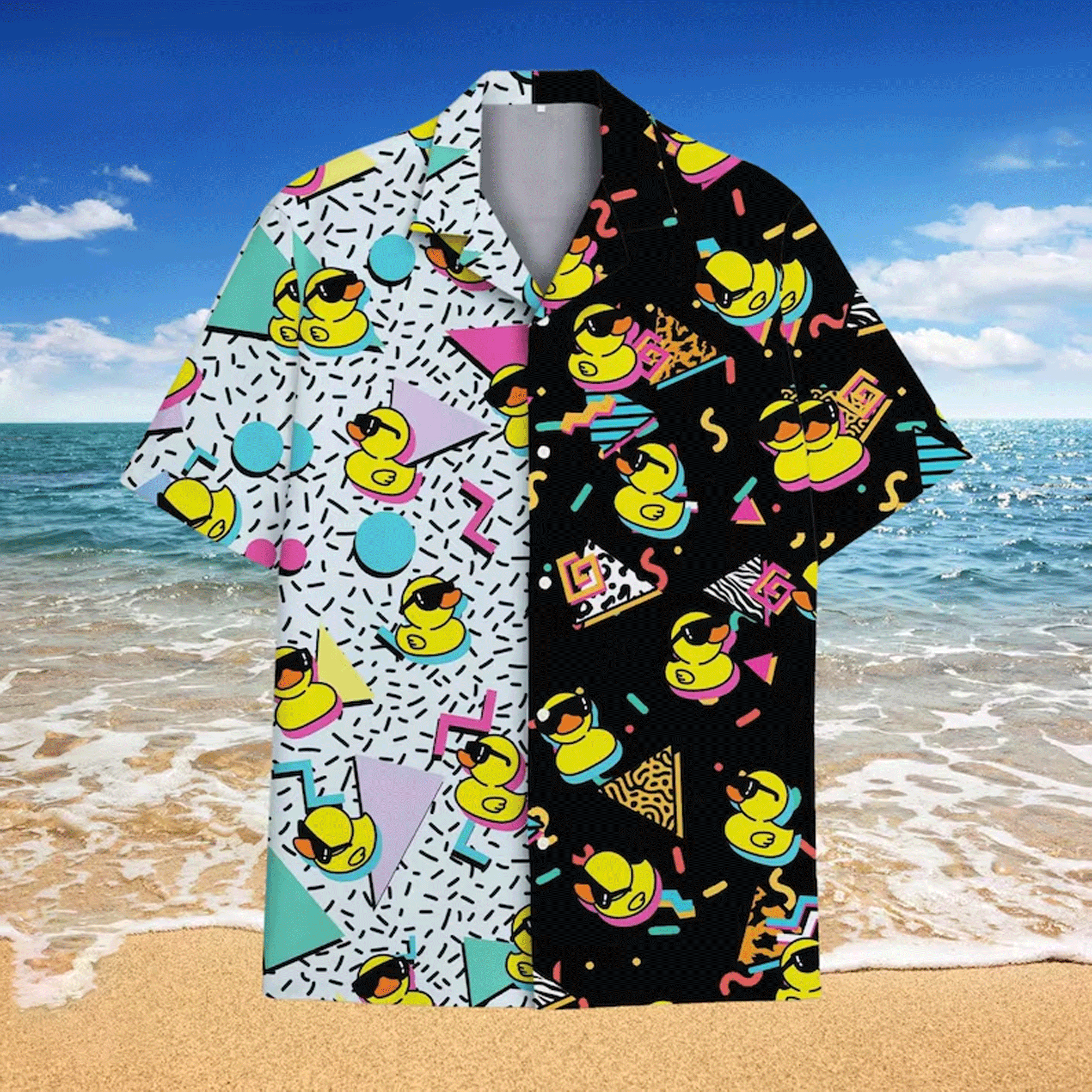 Funny Retro Duck Hawaiian Shirt  Aloha Button Down Summer Beach Outfit That Gets Compliments