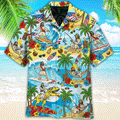 Funny Jesus Surfing Hawaiian Shirt Dino Aloha Button Down Tropical Beach Outfit That Gets Laughs