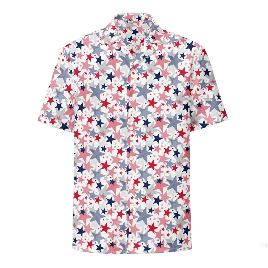 American Flag Hawaiian Shirt  Patriotic Aloha Button Down Quick Dry Unisex Beach Outfit That Stands Out