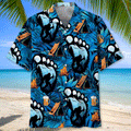 Funny Bigfoot Camping Hawaiian Shirt  Sasquatch Beer Aloha Button Down,Summer Beach Outfit That Gets Laughs