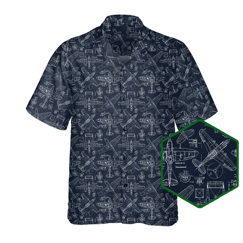 Aviation Hawaiian Shirt  Funny Airplane Aloha Shirt Pilot Gift Button Up for Airplane Lovers