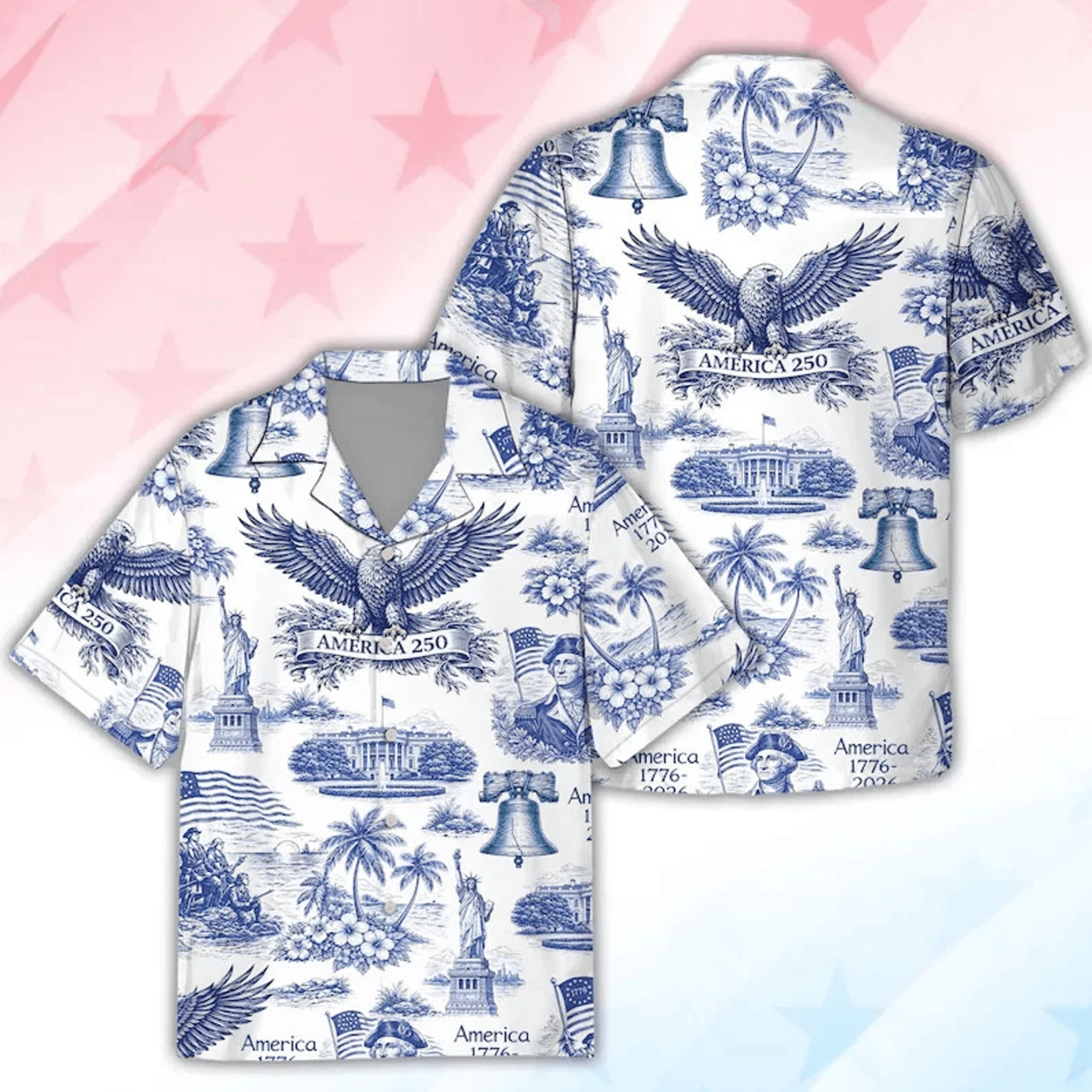 4th of July Hawaiian Shirt Patriotic USA Flag Aloha Shirt Summer Beach Outfit for Men Women