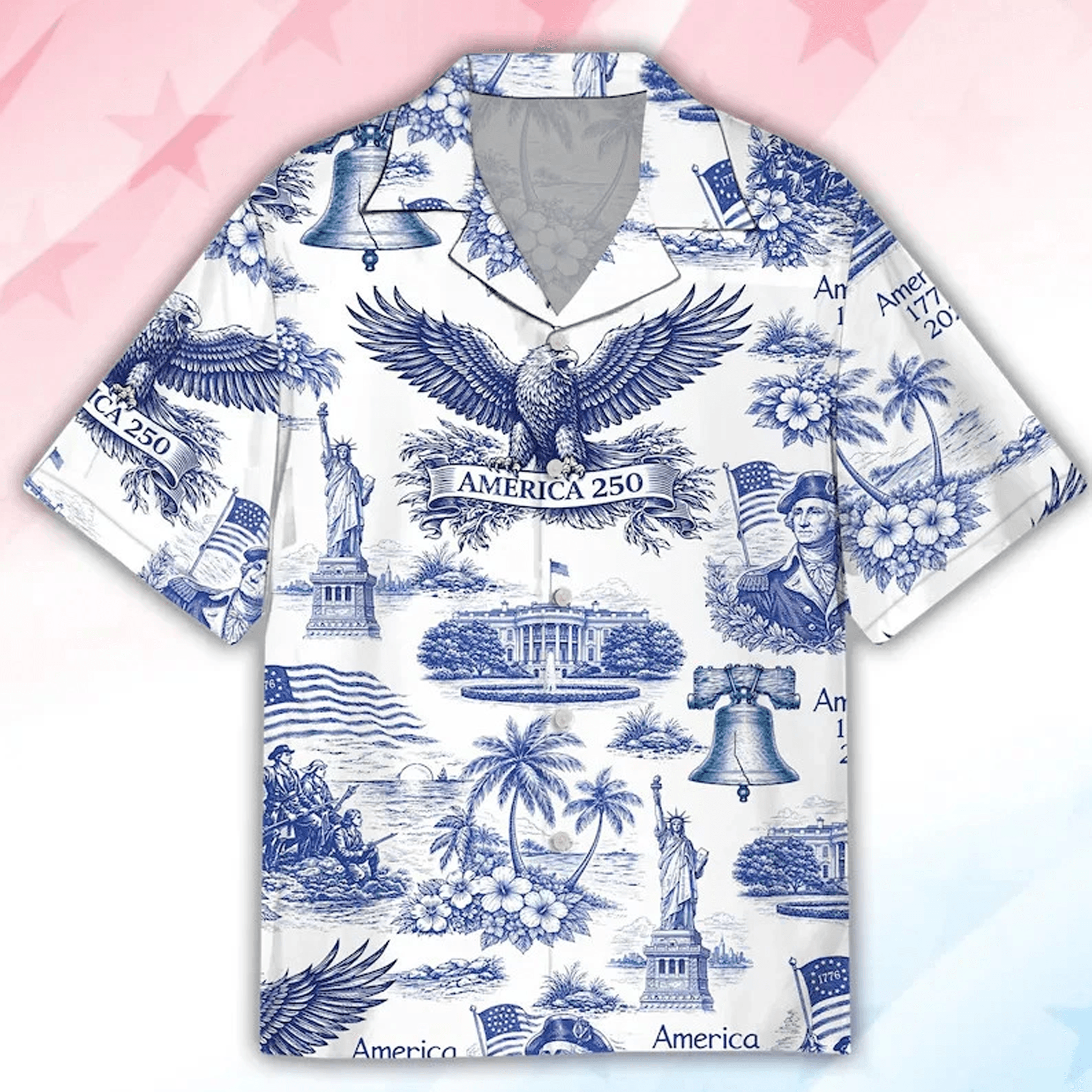 4th of July Hawaiian Shirt Patriotic USA Flag Aloha Shirt Summer Beach Outfit for Men Women