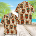 Tiki Mask Hawaiian Shirt  Aloha Beach Vacation Shirt for Men Women Youth Tropical Button Down