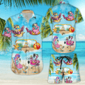 Pink Flamingo Cocktail Hawaiian Shirt  Tropical Aloha Button Down Summer Beach Party Outfit That Gets Compliments