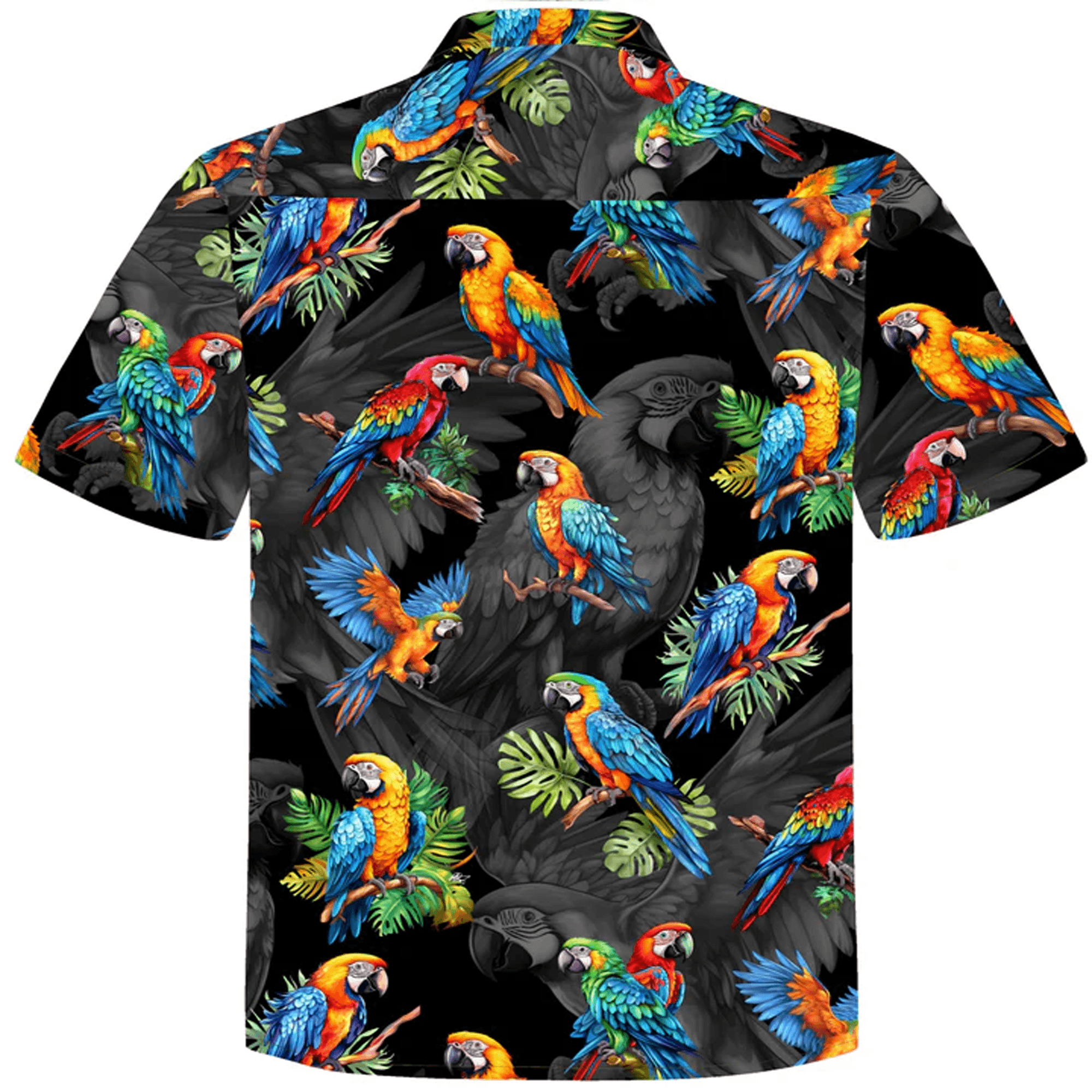 Colorful Parrot Hawaiian Shirt for Men Tropical Aloha Button Down Summer Beach Vacation Outfi