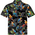 Colorful Parrot Hawaiian Shirt for Men Tropical Aloha Button Down Summer Beach Vacation Outfi