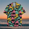 Funny Colorful Shark Hawaiian Shirt  Bright Aloha Button Down Summer Beach Party Shirt That Stands Out