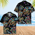 Neon Cowboy Hawaiian Shirt  Western Rodeo Aloha Button Down Festival Party Outfit That Stands Out