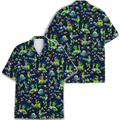 Funny Retro Alien Galaxy Hawaiian Shirt  UFO Aloha Button Down Summer Beach Outfit That Stands Out