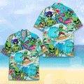 Funny Surfing Alien Hawaiian Shirt Tropical Aloha Button Down Summer Beach Outfit That Stands Out