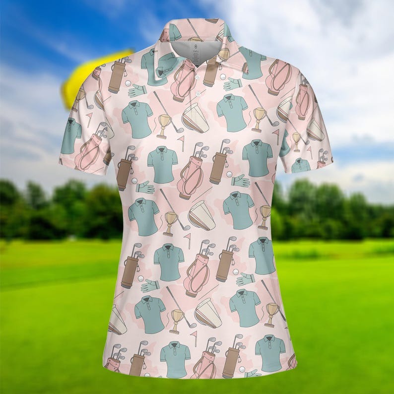 Women's Pink Golf Polo Shirt, Slim Fit Pique Knit Performance Golf Top