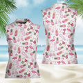 Flamingo Pineapple Aloha Golf Polo Shirt, Summer Tropical Vacation Button Down, Funny Golfer Gift